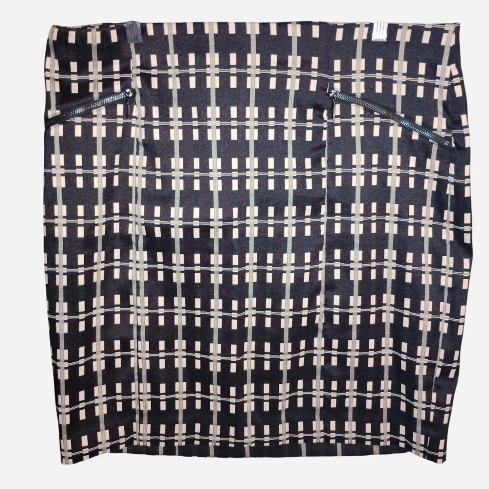 Alfani Black & Cream Geometric Stretch Pencil Skirt - Size 18